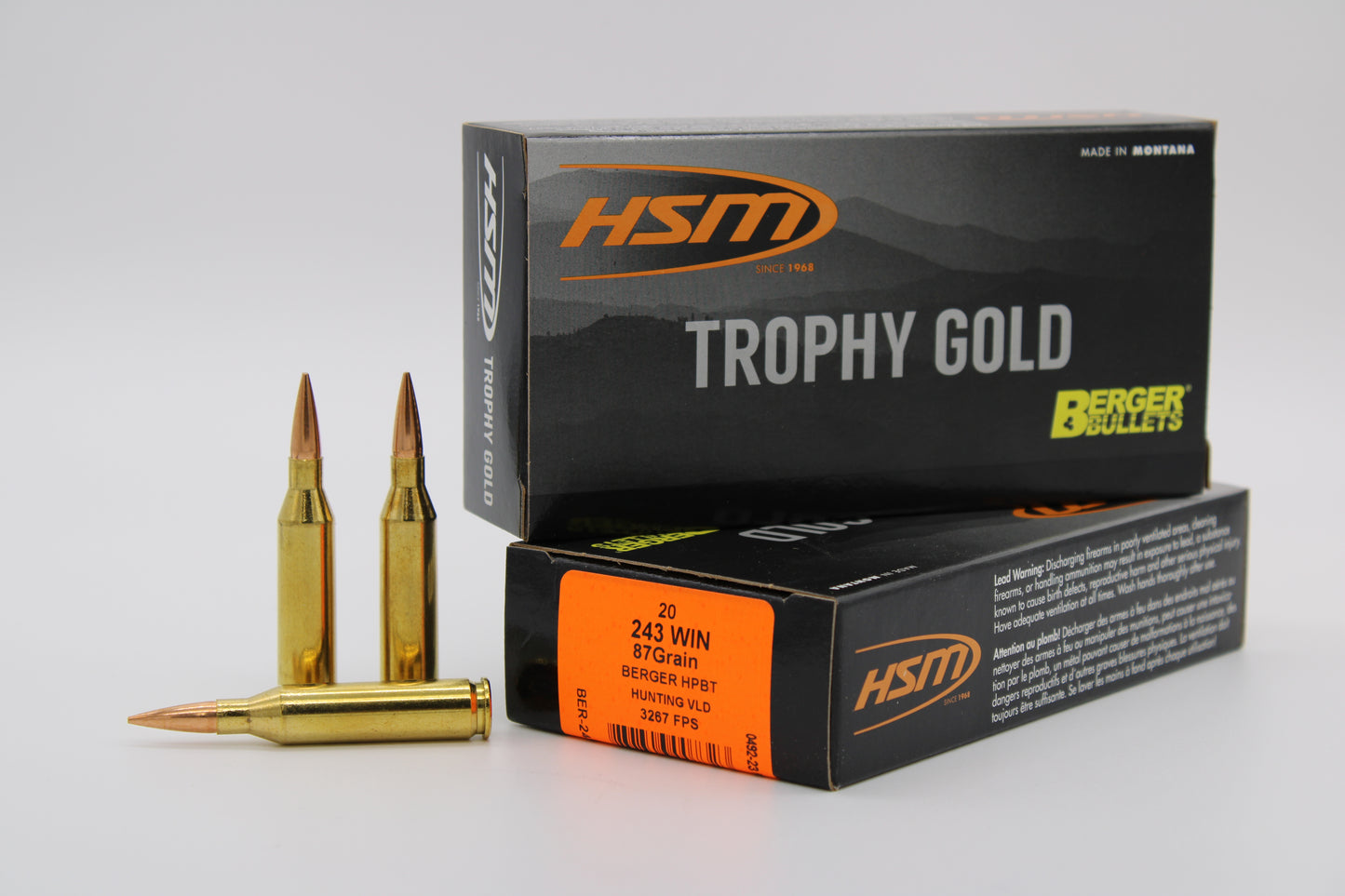 243 Winchester, 87gr, Berger VLD, 20 Rounds