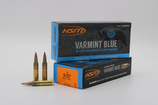 223 Remington, 55gr, Varmint Blue, 20 Rounds