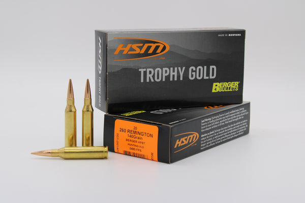 260 Remington, 140gr, Berger Vld, 20 Rounds – Hsm Ammunition