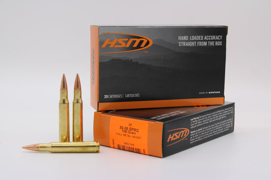 30-06 Springfield, 150gr, FMJ-BT, 20 Rounds