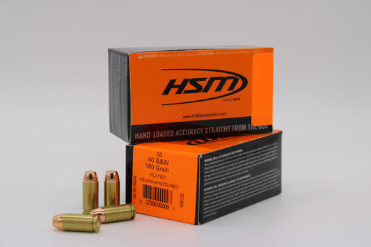 40 S&W, 180gr, Plated RN, Remanufactured, 50 Rounds