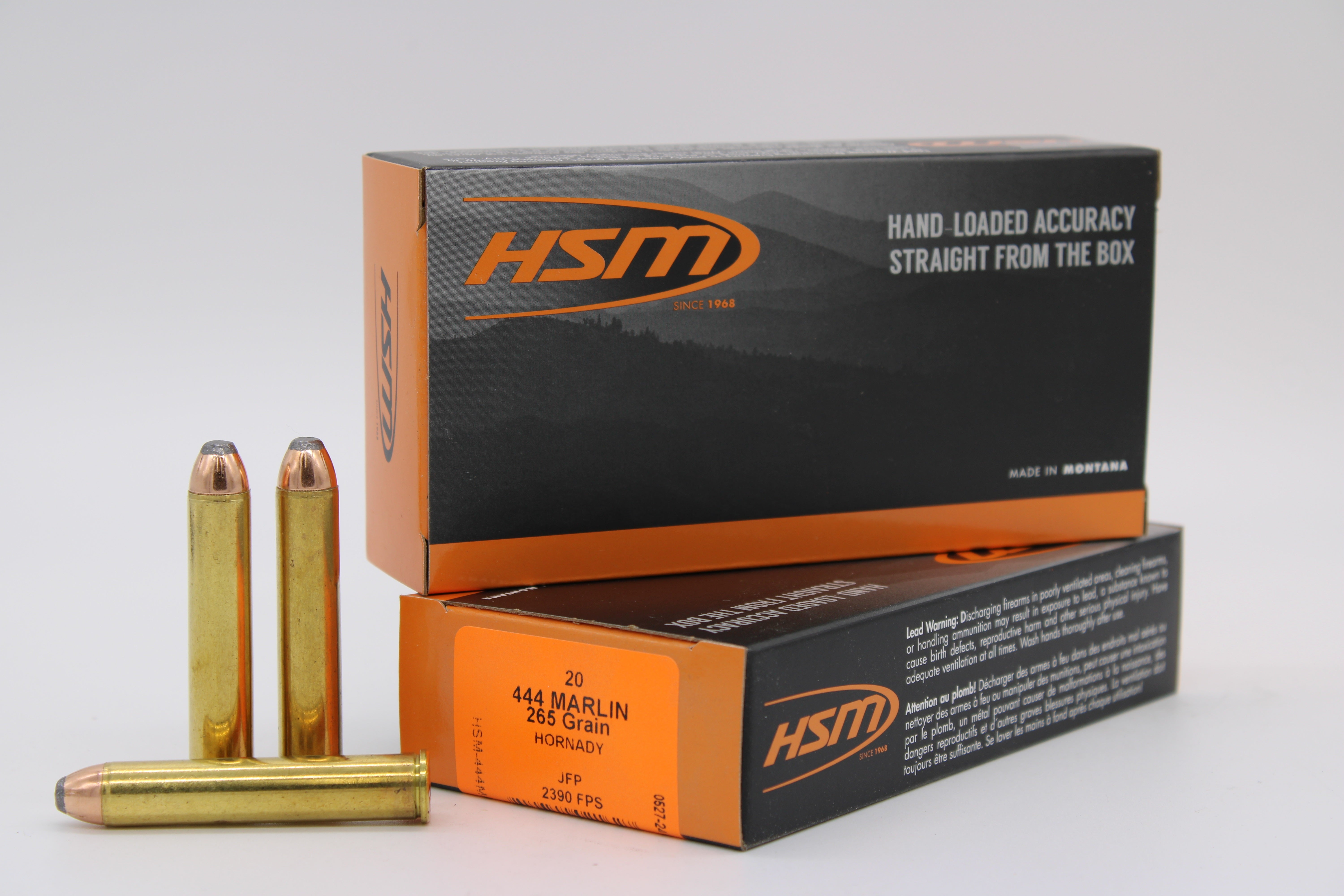 444 Marlin, 265gr Flat Point, 20 Rounds – HSM Ammunition