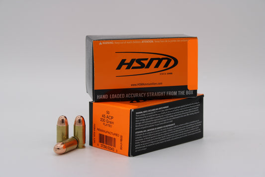 45 ACP, 230gr Plated, RN, Remanufactured, 50 Rounds