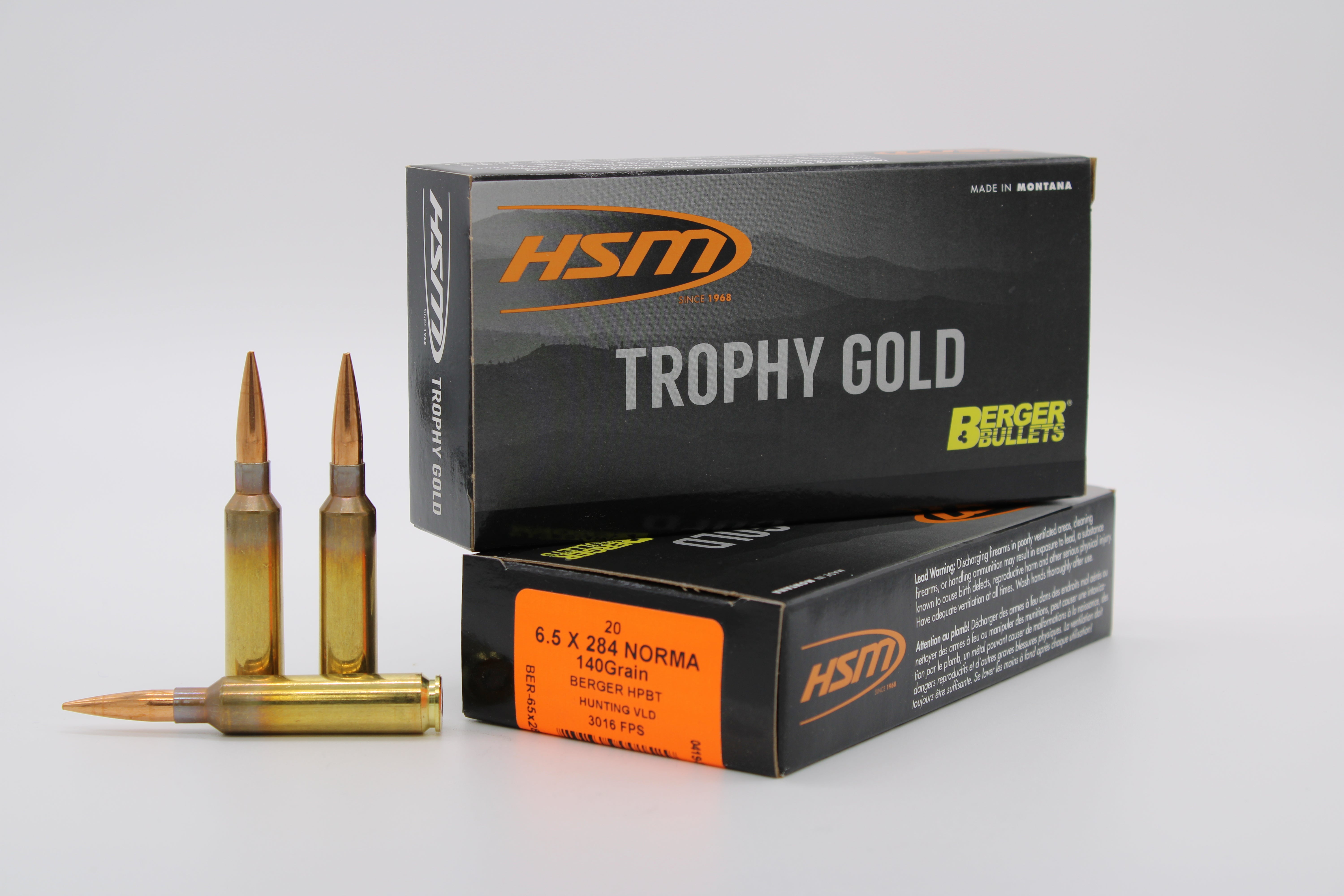 6.5x284 Norma, 140gr, Berger VLD, 20 Rounds – HSM Ammunition