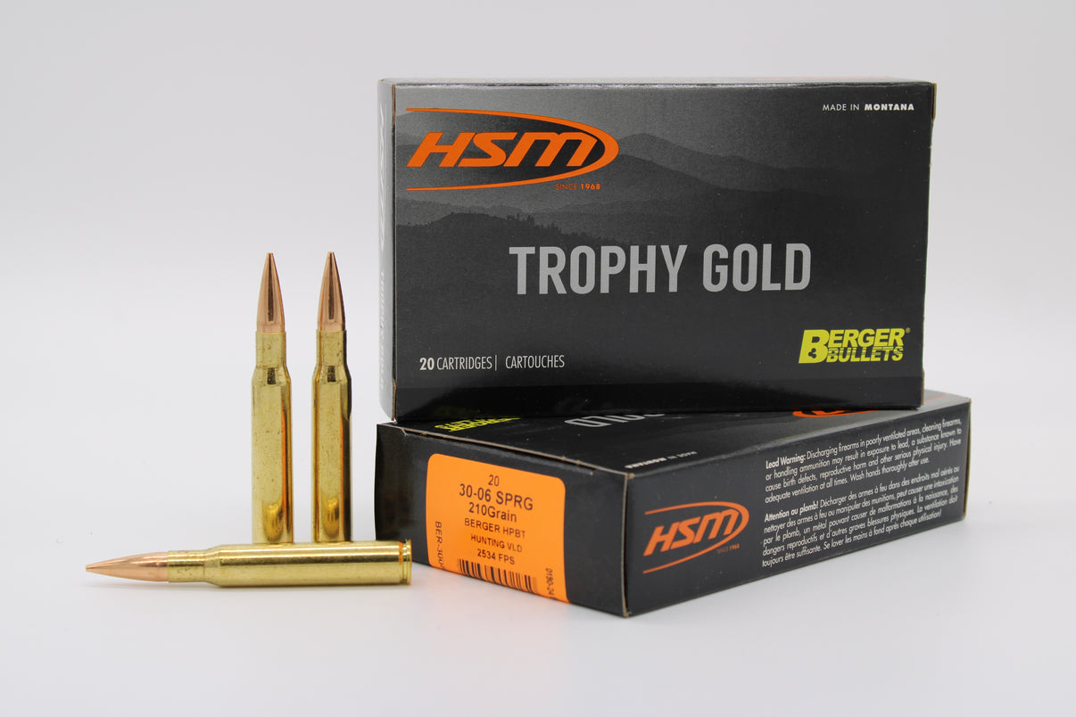30-06 Springfield, 210gr, Berger VLD, 20 Rounds – HSM Ammunition